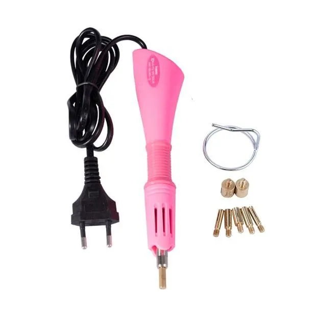 Hot Fix Rhinestone Applicator Wand Embellishment Tool EU Plug Pink 110-240V