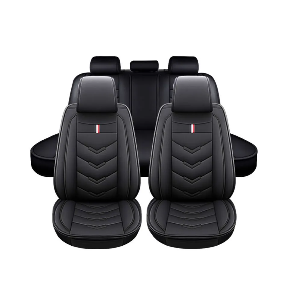 5 Universal Fit Leather Car Seat Protectors Covers - Black