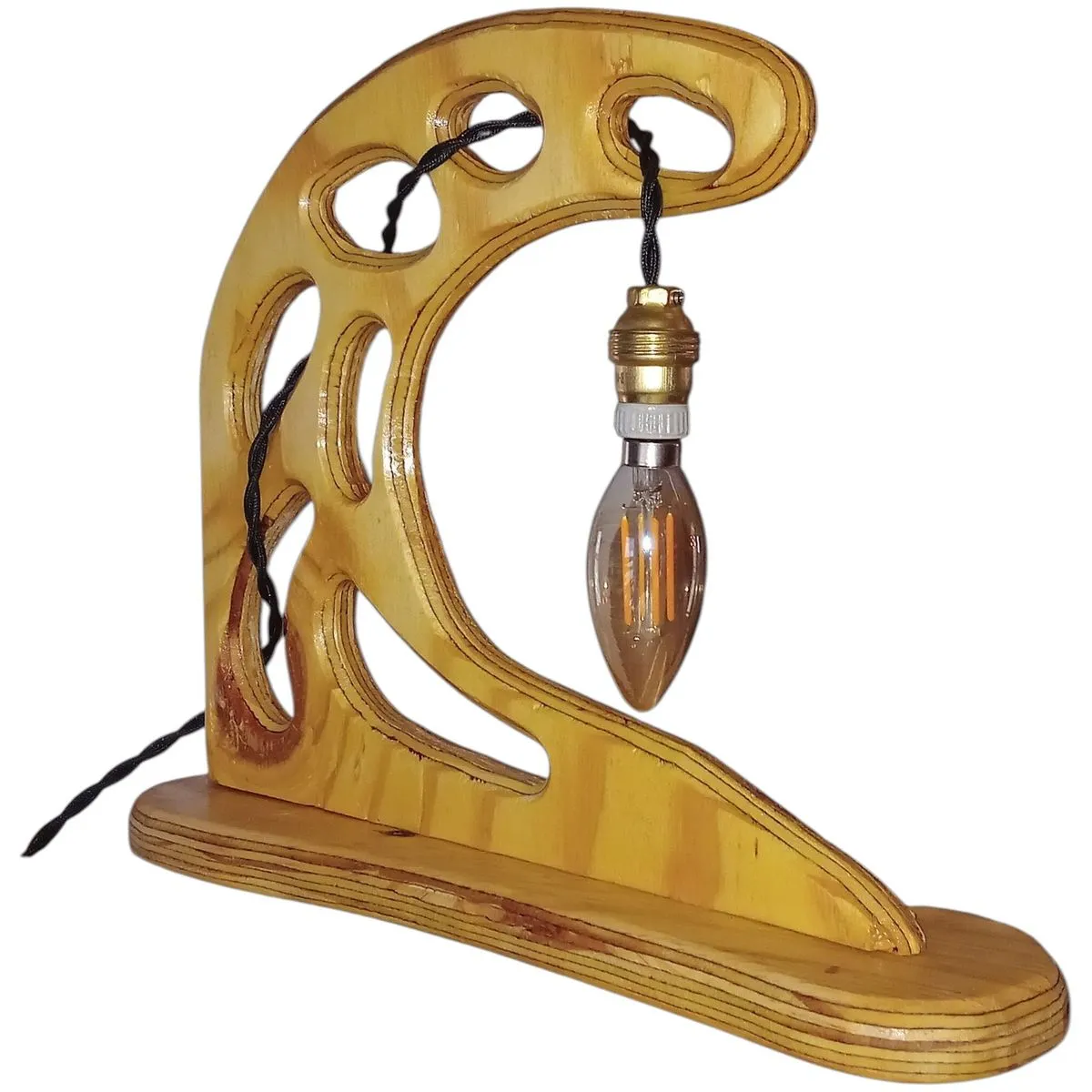 Hand crafted short wooden lamp bed side lamp B - Design A