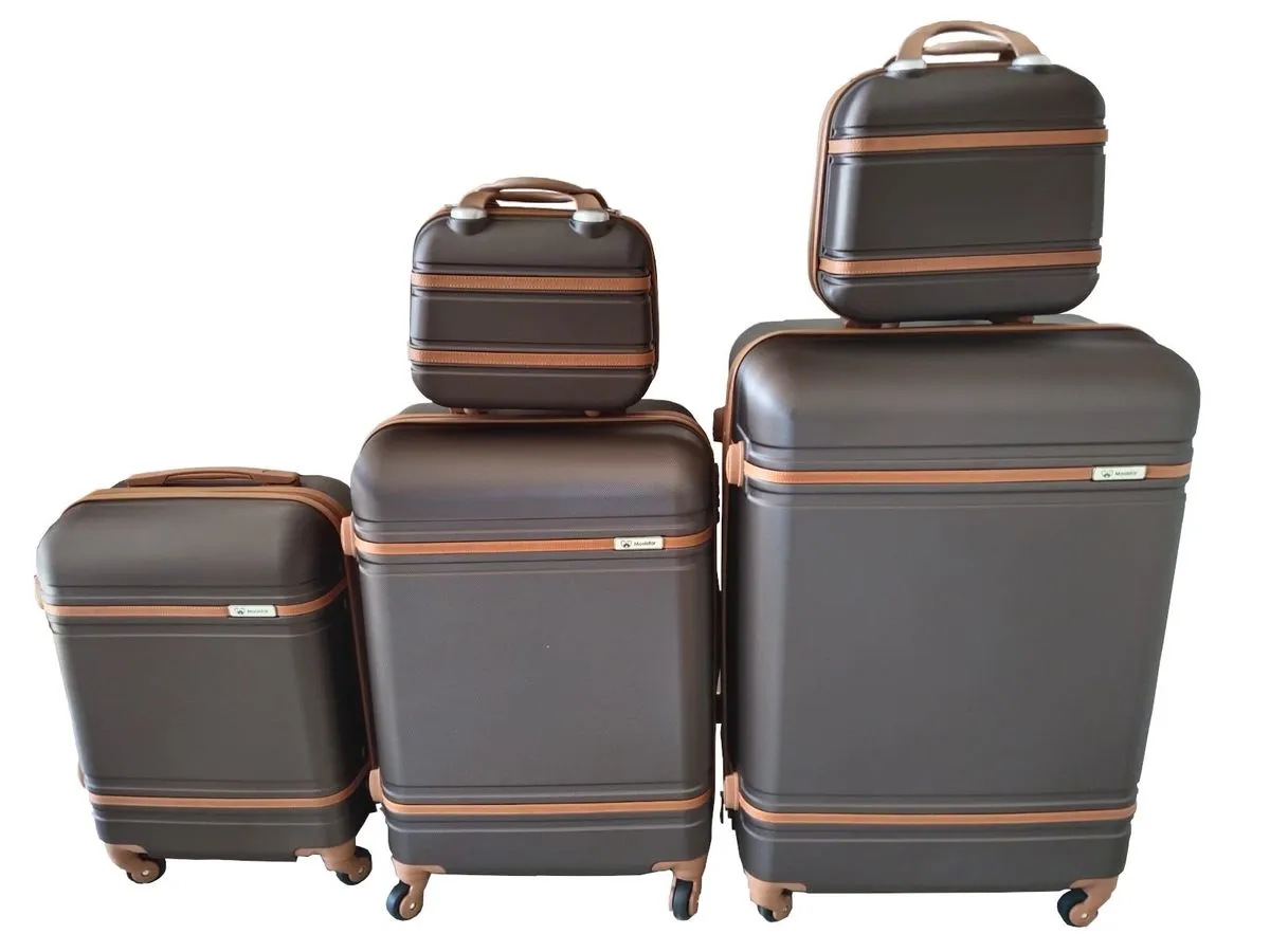 SMTE 5 Suitcases Travel Trolley Luggage Set - Brown