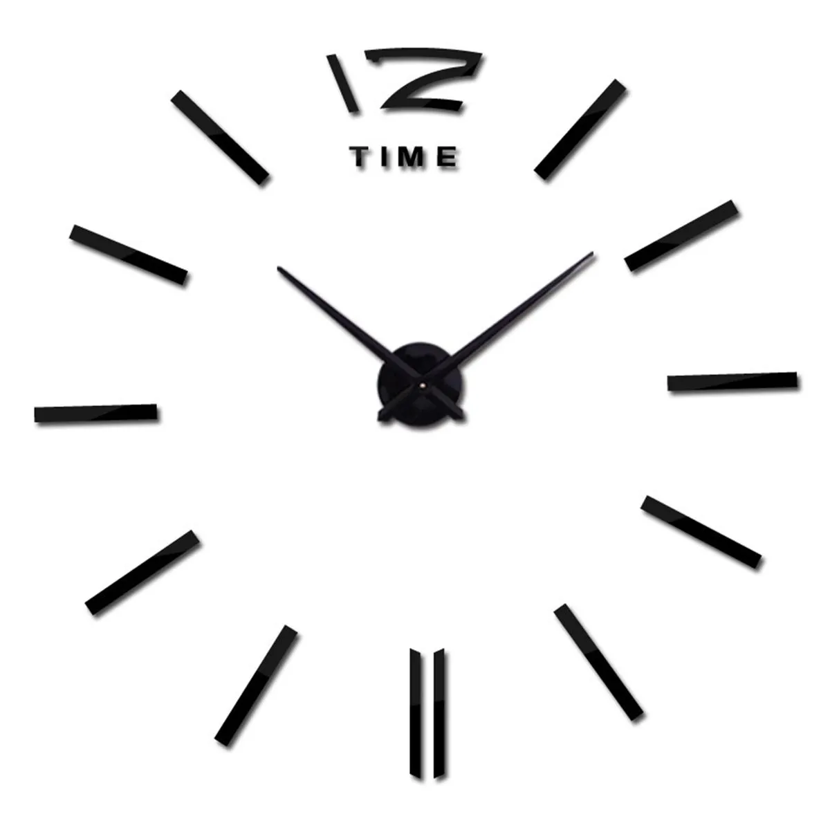 DIY 3D Acrylic Wall Sticker Clock for Family Office Decor - Black