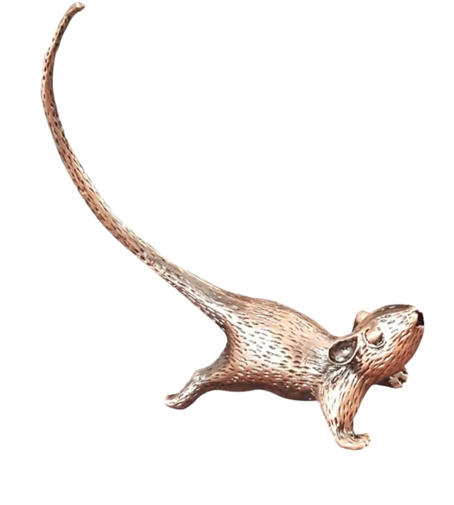 Red copper mini incense burner figurine of the lucky rat