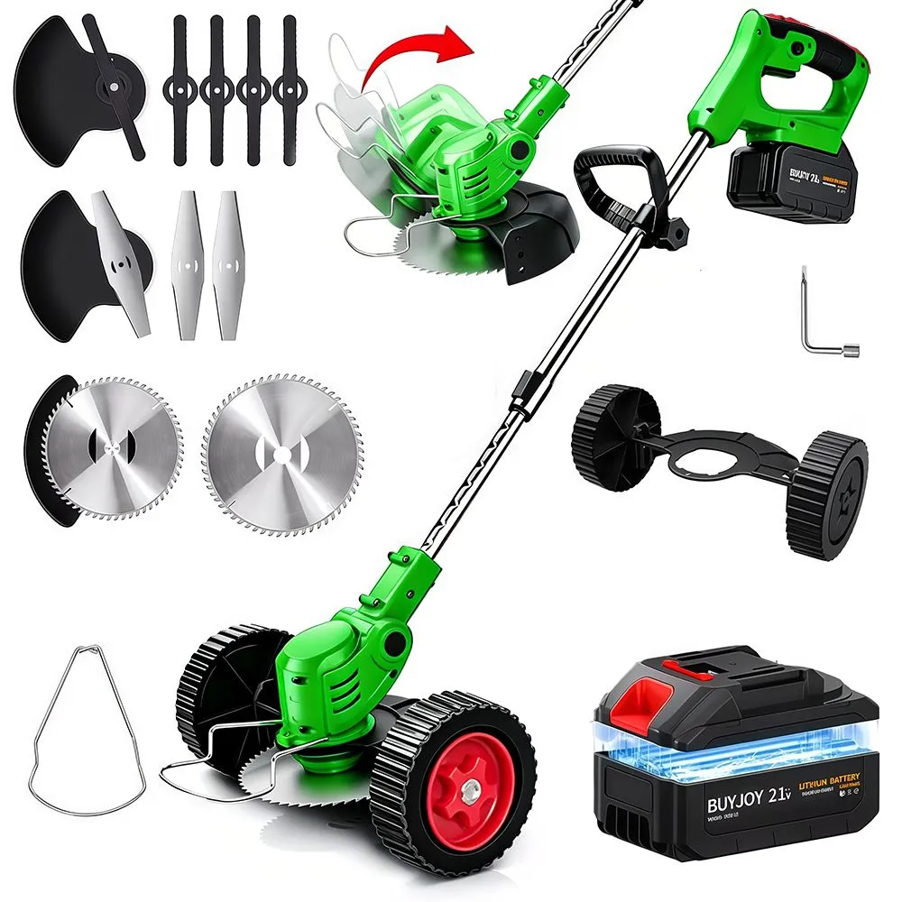 Redisson Super Long Battery Life Lawn Mower/Lithium Ion Lawn Mower /Wheels - Green