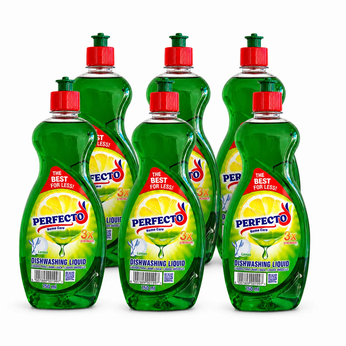 6 Pack | Dishwashing Liquid | Degreaser | Lemon | 750ml | Perfecto