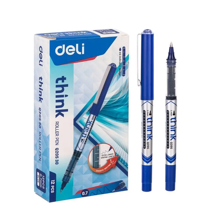 Deli Think Rollerball Pen 0.7mm Box of 12 - Blue
