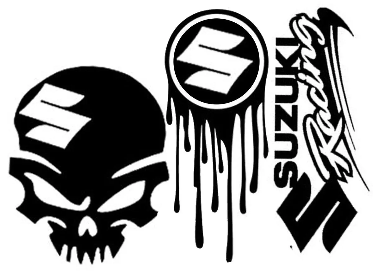 Suzuki Petrol Tank, Suzuki Car Racing , Suzuki Ghost Vinyl Sticker - 3 Pack