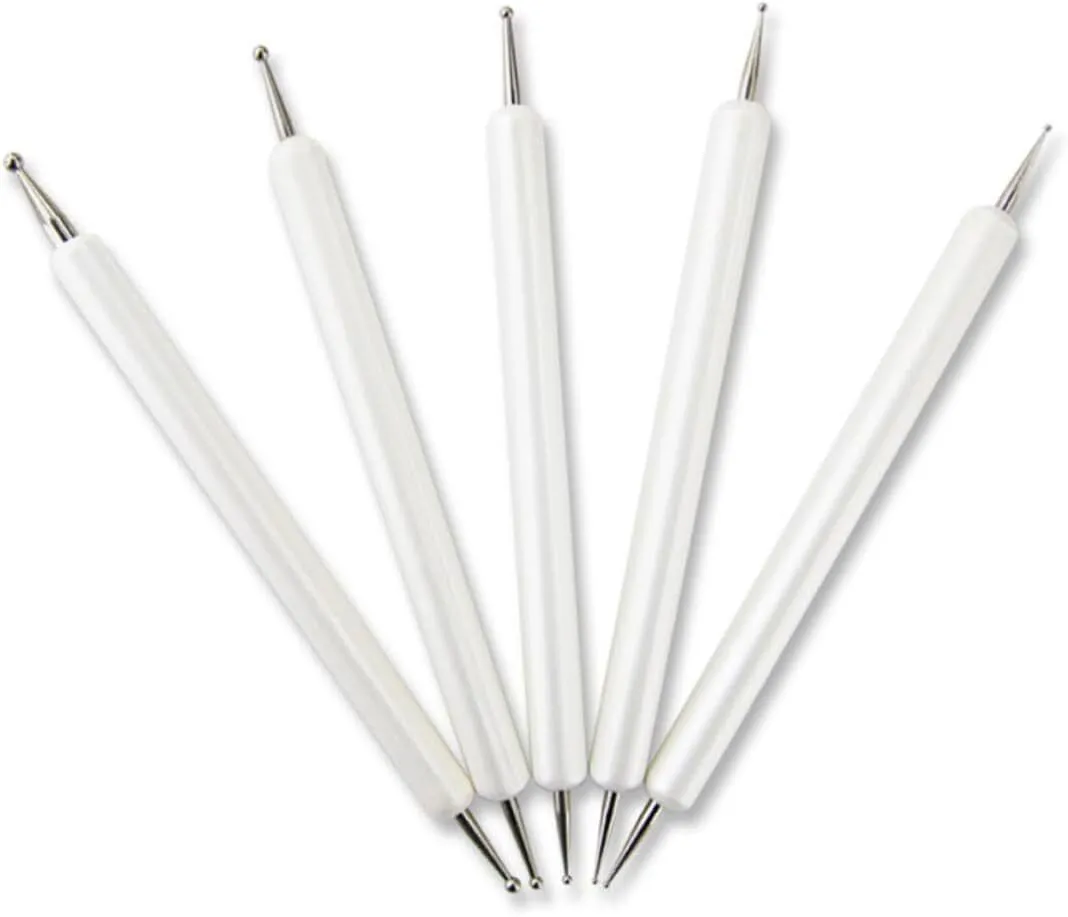 5pcs Indentation Pen Tool Set for Clay Pottery Double-Ended Ball Stylus