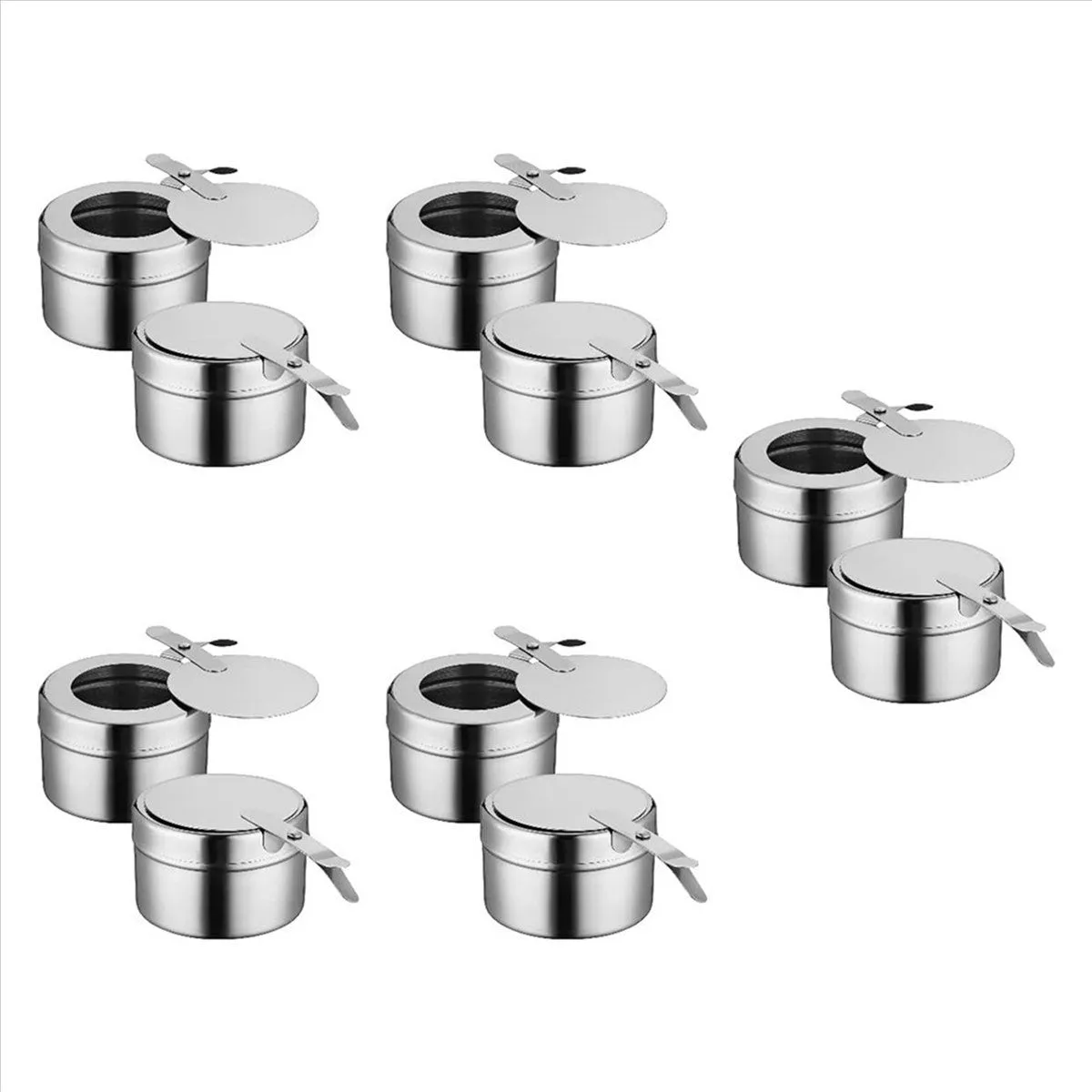 10Pack Stainless Steel Fuel Holders, Chafing Fuel Holders with Cover, Fuel