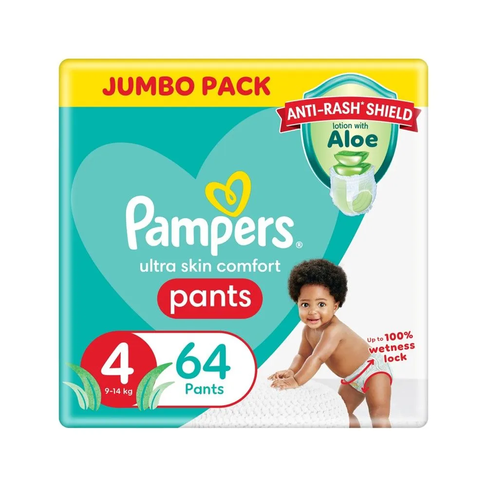 Pampers Anti-Rash Shield Pants Size 4 (9-14 kg) 64 Nappies