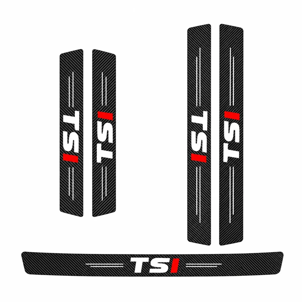 TSI Carbon Fiber Door Sill Protectors Set 5 Pieces - Car Scratch Guard
