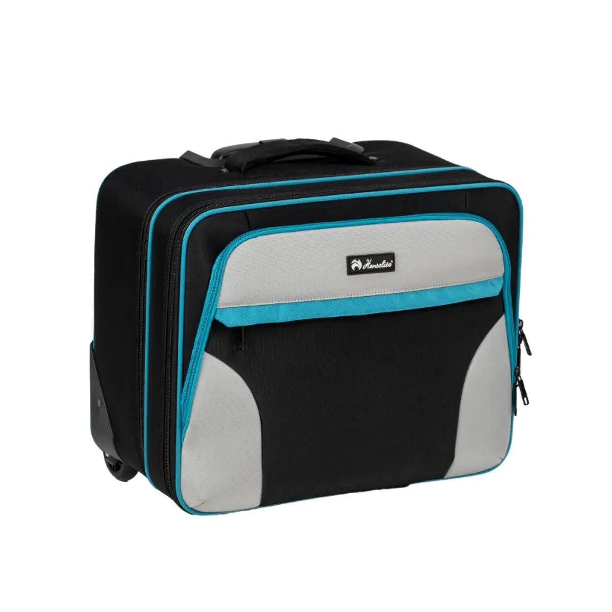 Henselite H805 Deluxe Lawn Bowls Trolley Bag - Black - Blue Aqua