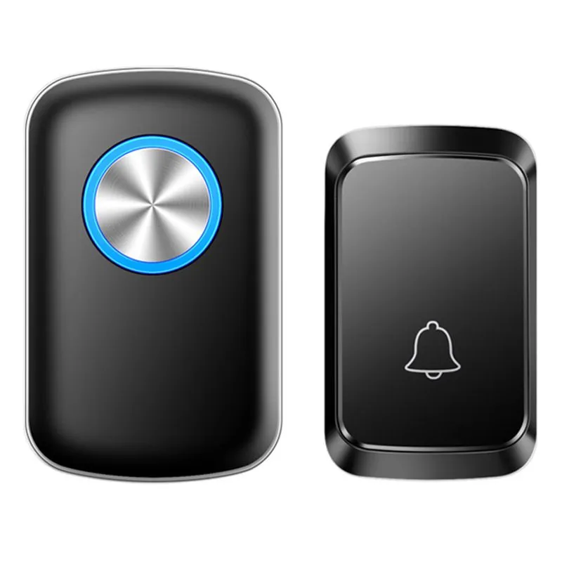 Wireless Smart Doorbell 150m Range LED Flash 60 Chimes - Black