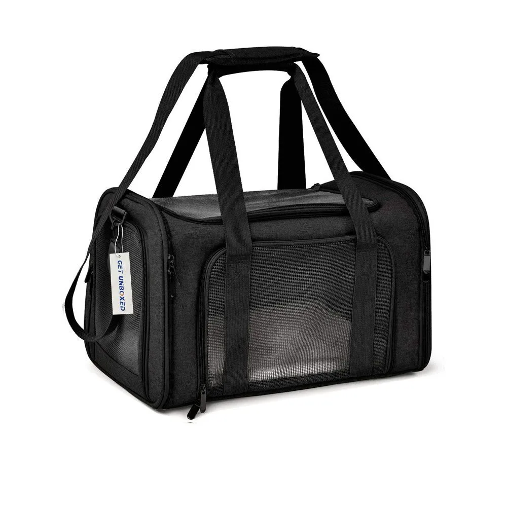 GET UNBOXED Pet Carrier Cats Dogs Carrier Collapsible Travel Carrier Bag - Black
