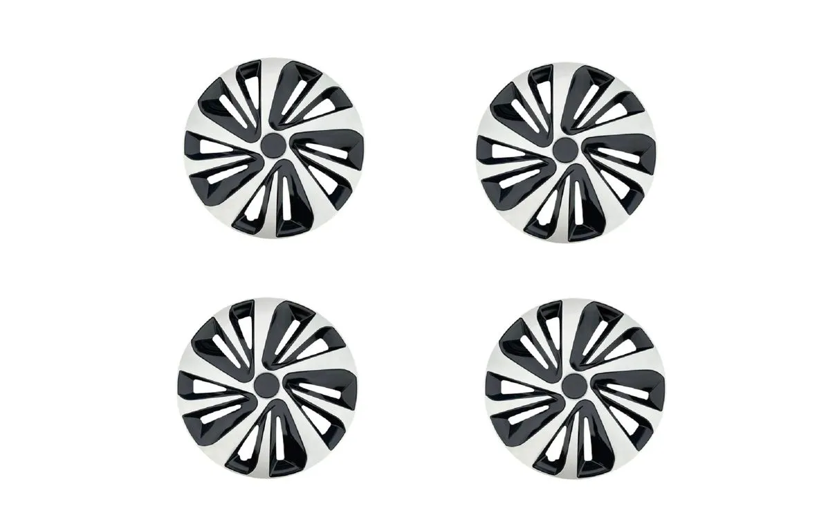 15" Black & Silver Wheel Cover for Cars - Set of 4