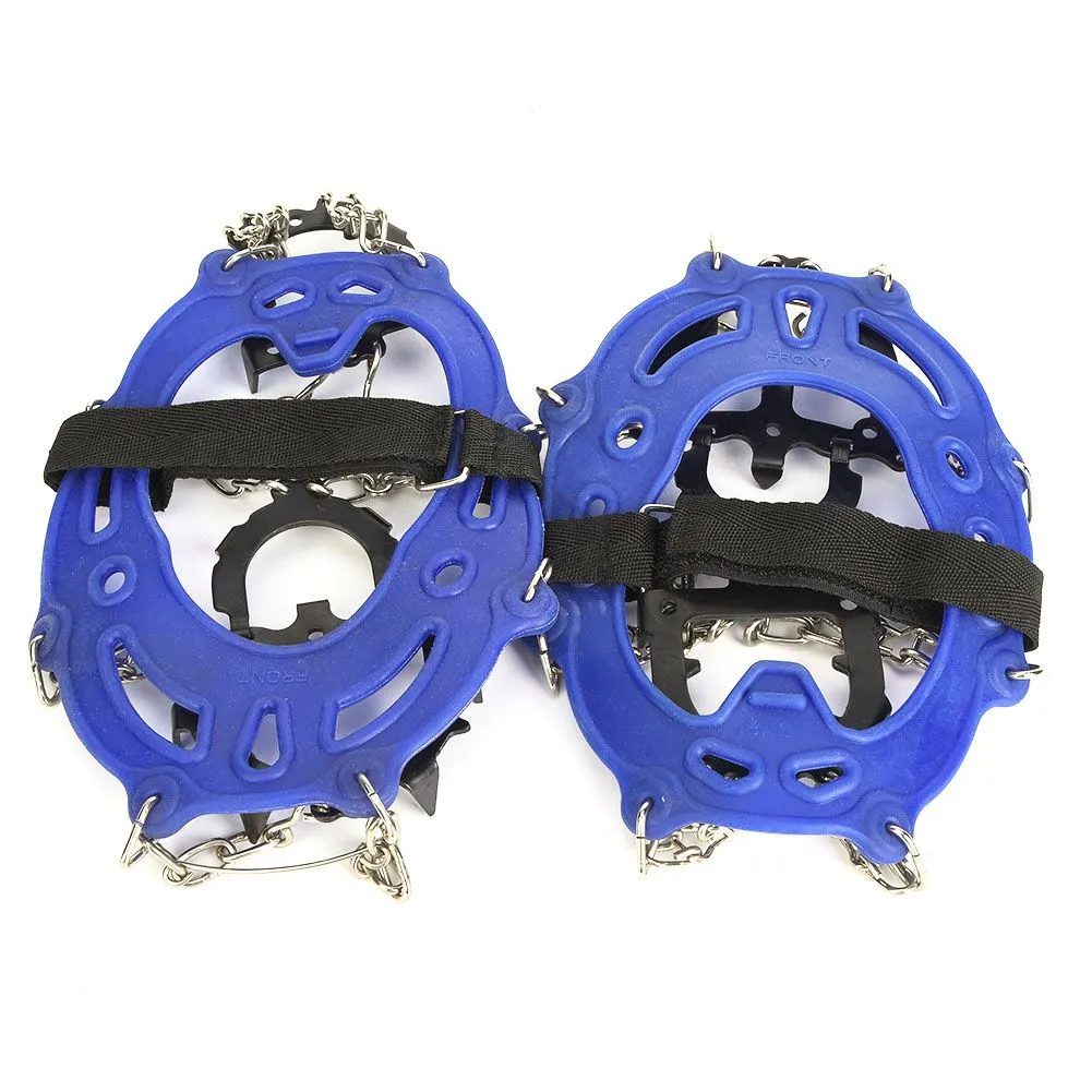 1 Pair Blue 14-Tooth Anti-Slip Ice Cleats Daily Use