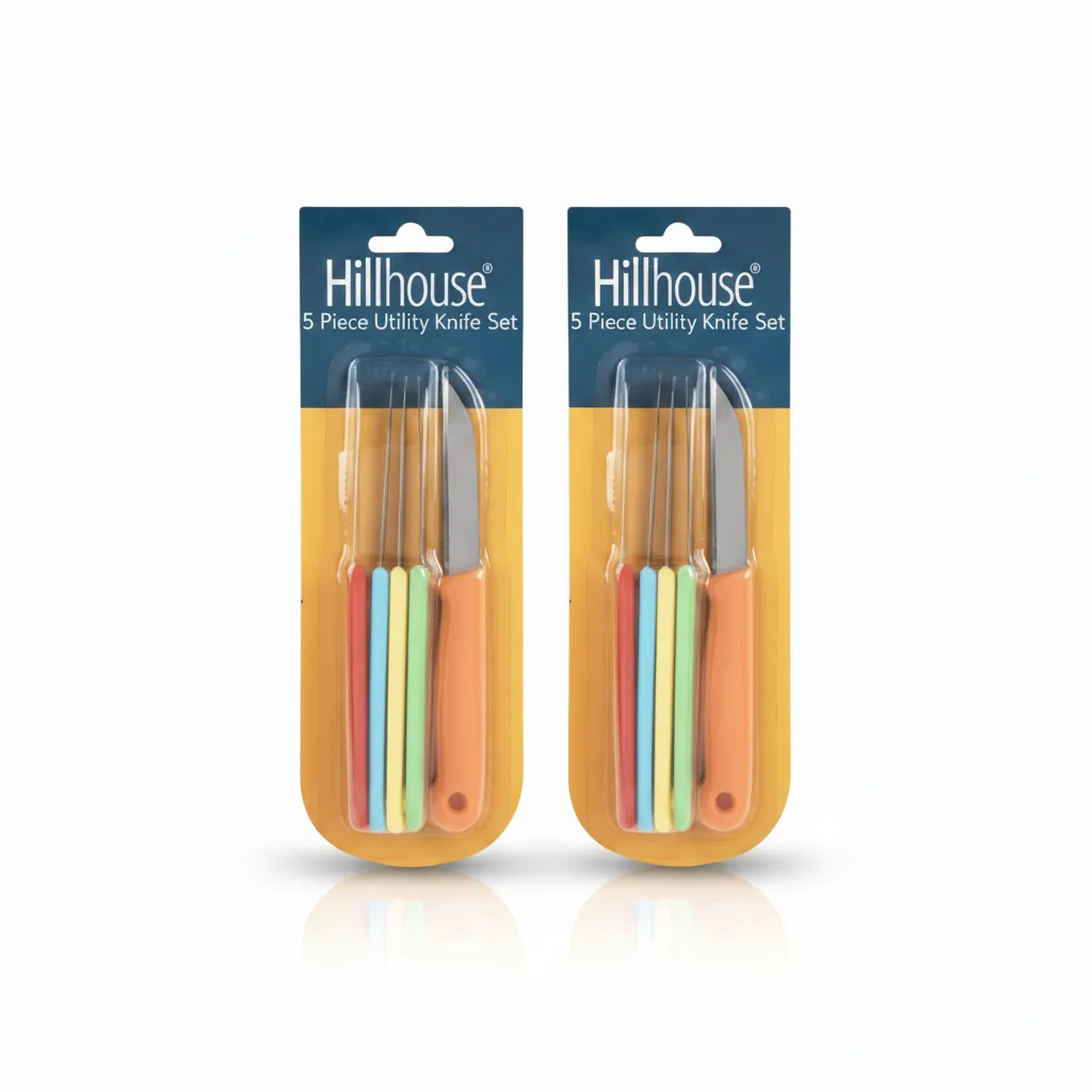 Hillhouse 5 Piece Utility Knife Set with Colorful Handles - 2 Pack