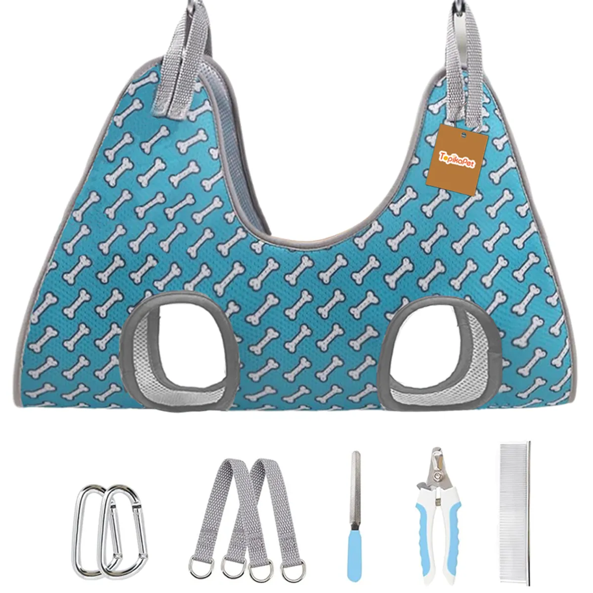 Topika 8 Piece Dog Grooming Hammock Set, Nail Trimming & Grooming Care - L