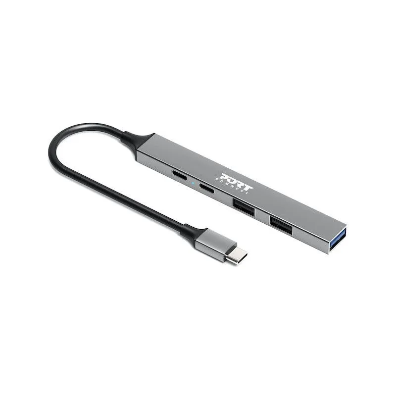 PORT USB-C Hub 4 USB Ports 100W Power Delivery Aluminium