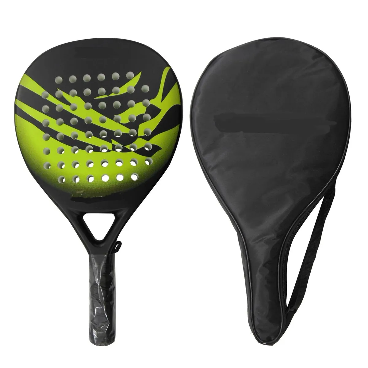 100% Carbon Light Weight Padel Racquet With Non Slip Grip & Case - Green