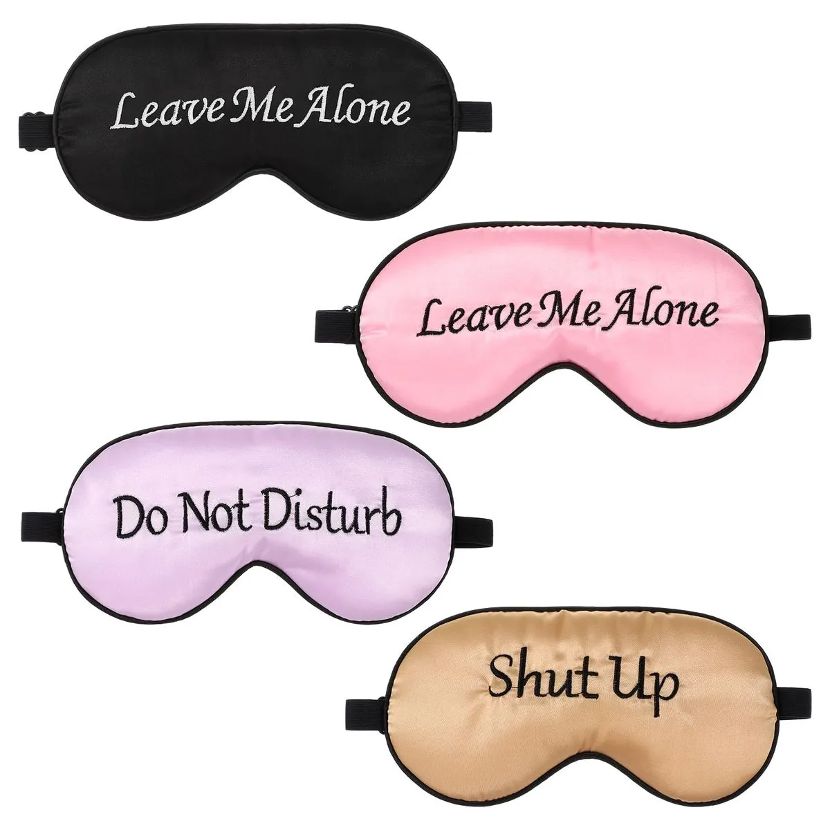 Handaiyan 4 Pack Funny Silk Sleep Mask Blackout Eye Mask Strap For Travel