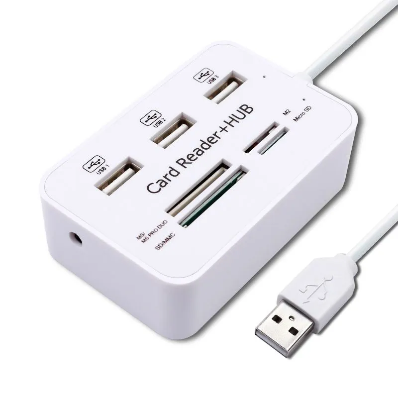 Mini SD TF M2 MS Card Reader 3 Ports USB2.0 Hub USB Splitter