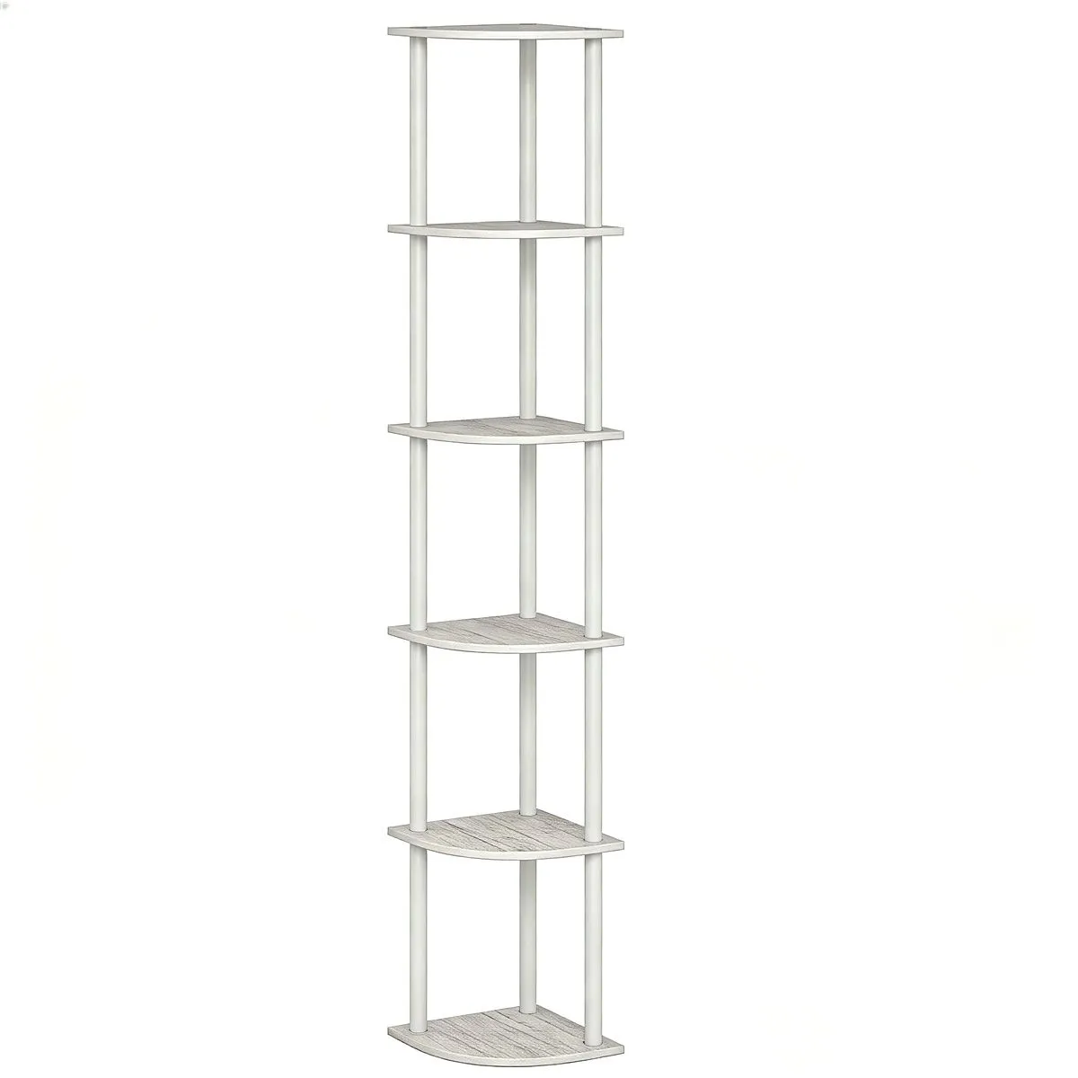 6-Tier 152cm Corner Shelf, Freestanding Plant Rack for Living Room, Bath - White