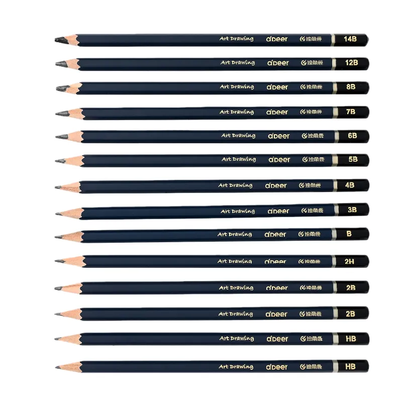 14Pcs Art Sketch Pencil Set 14B Charcoal for Studio & Beginner Sketching