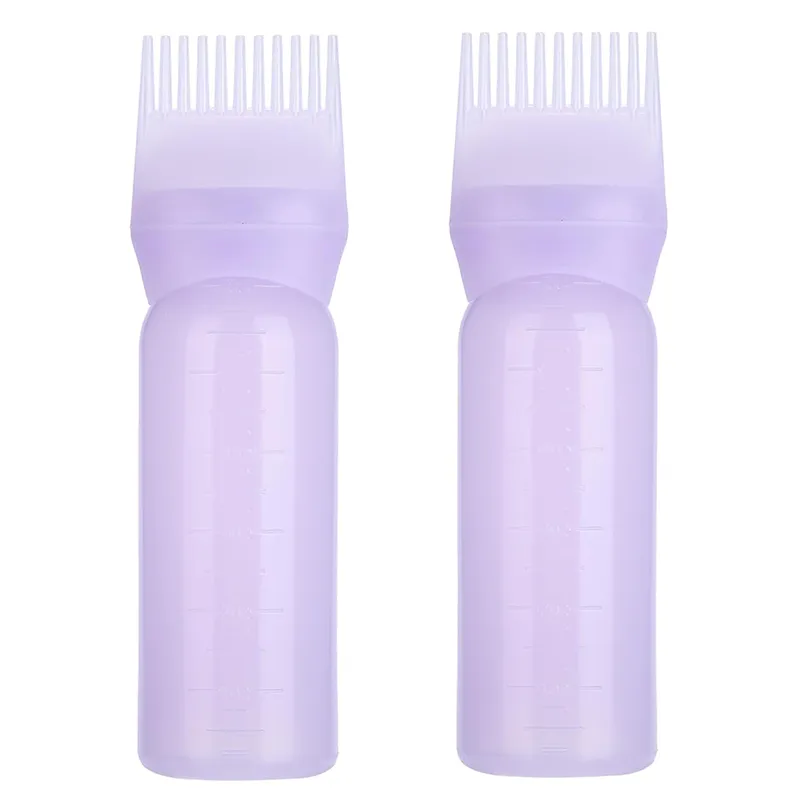 2Pcs Purple Hair Colour Applicator Bottles | 17cm Comb Tip Dye Bottles