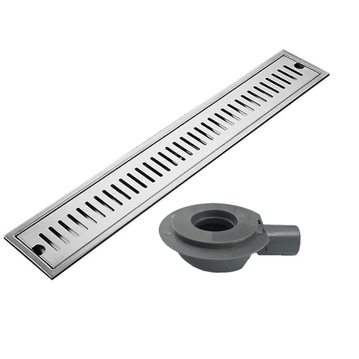 Exel 60cm Shower Channel Drain - Stainless Steel - Brushed Steel