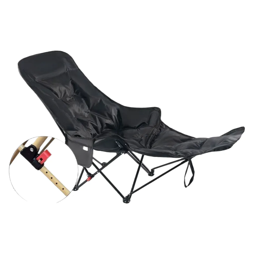 Thickened Four-Level Adjustable Folding Chair with Cotton Padding - Black