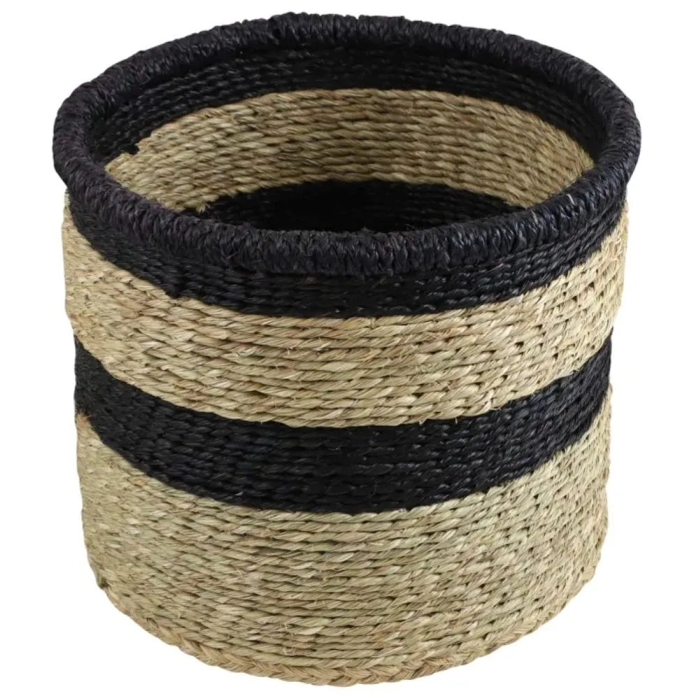 Large Indoor Black Striped Basket