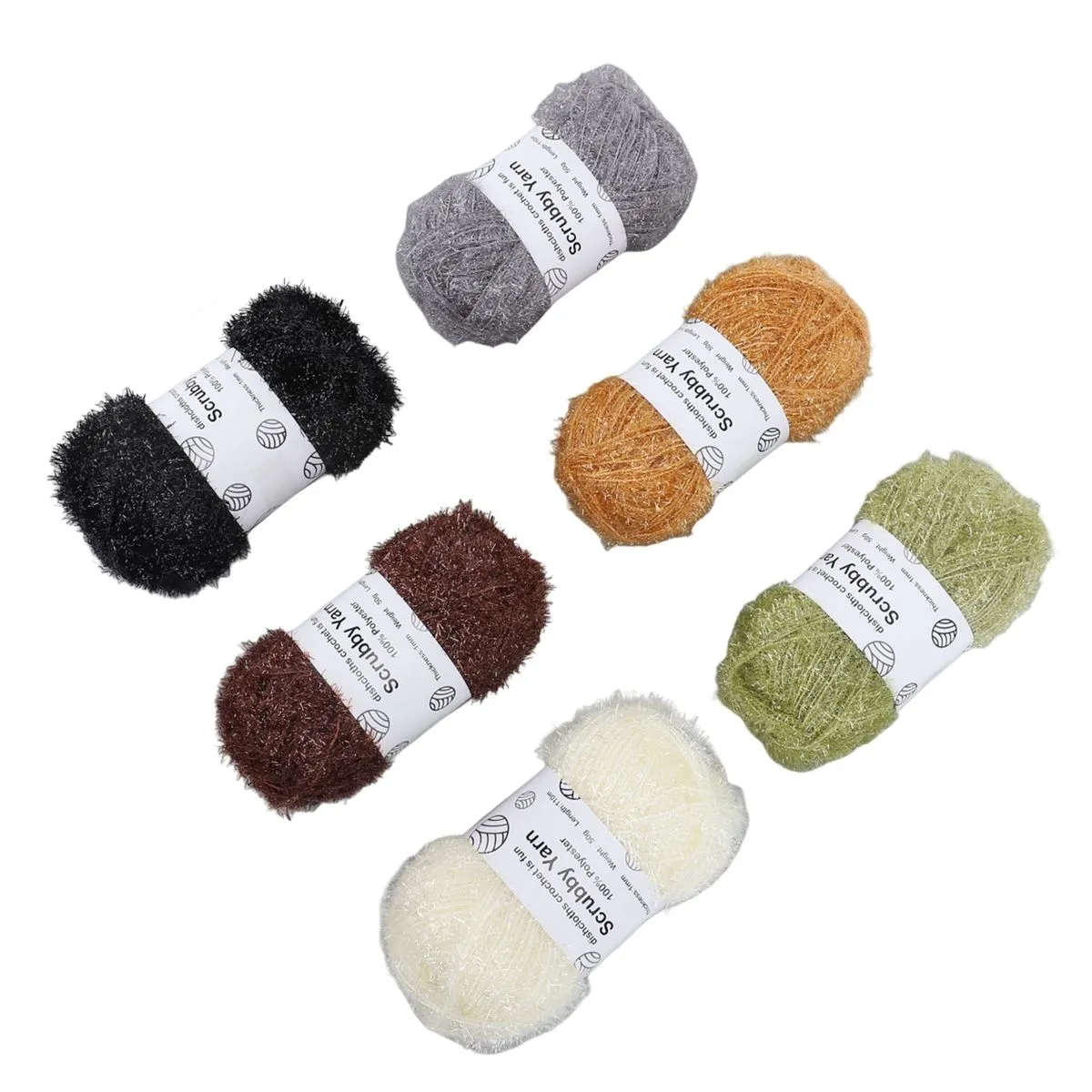 Scrubby Yarn for Crochet 6 Rolls Earth Tone