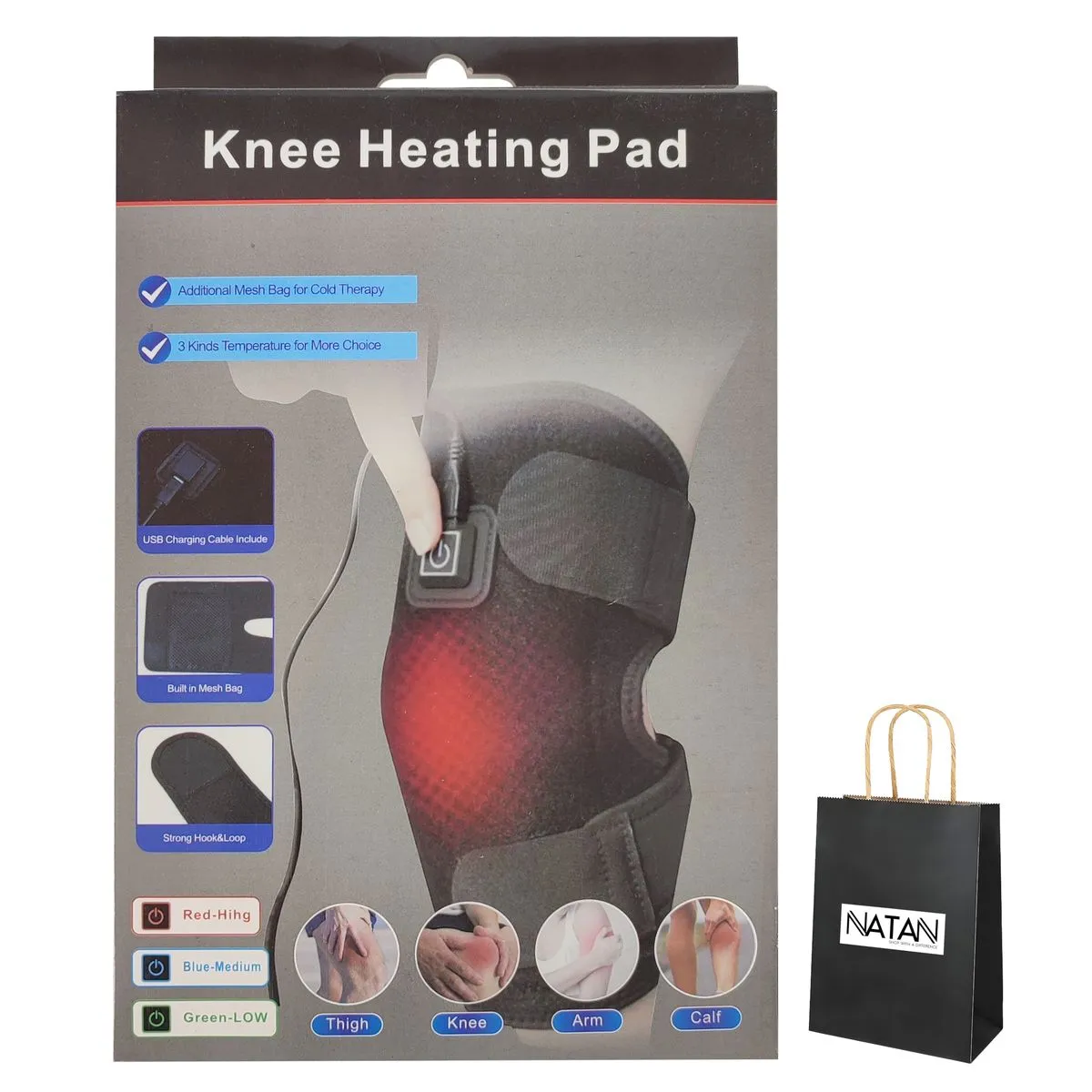 Knee/Thigh/Arm/Calf Pain Recovery Heating Pad Adjustable + Gift Bag NATAN