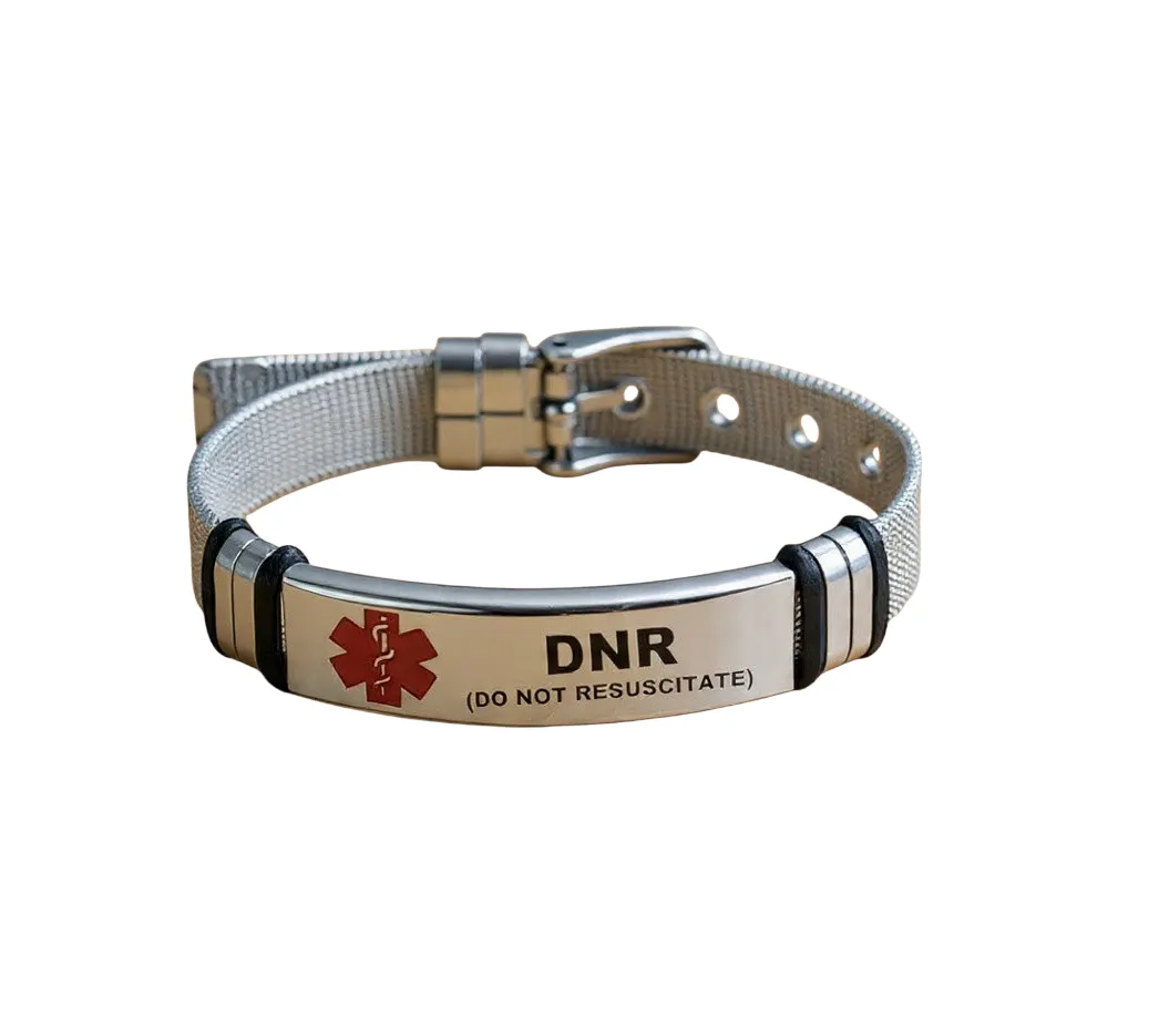 Red Alert DNR (Do Not Resuscitate) Stainless Steel Snake Chain Bracelet