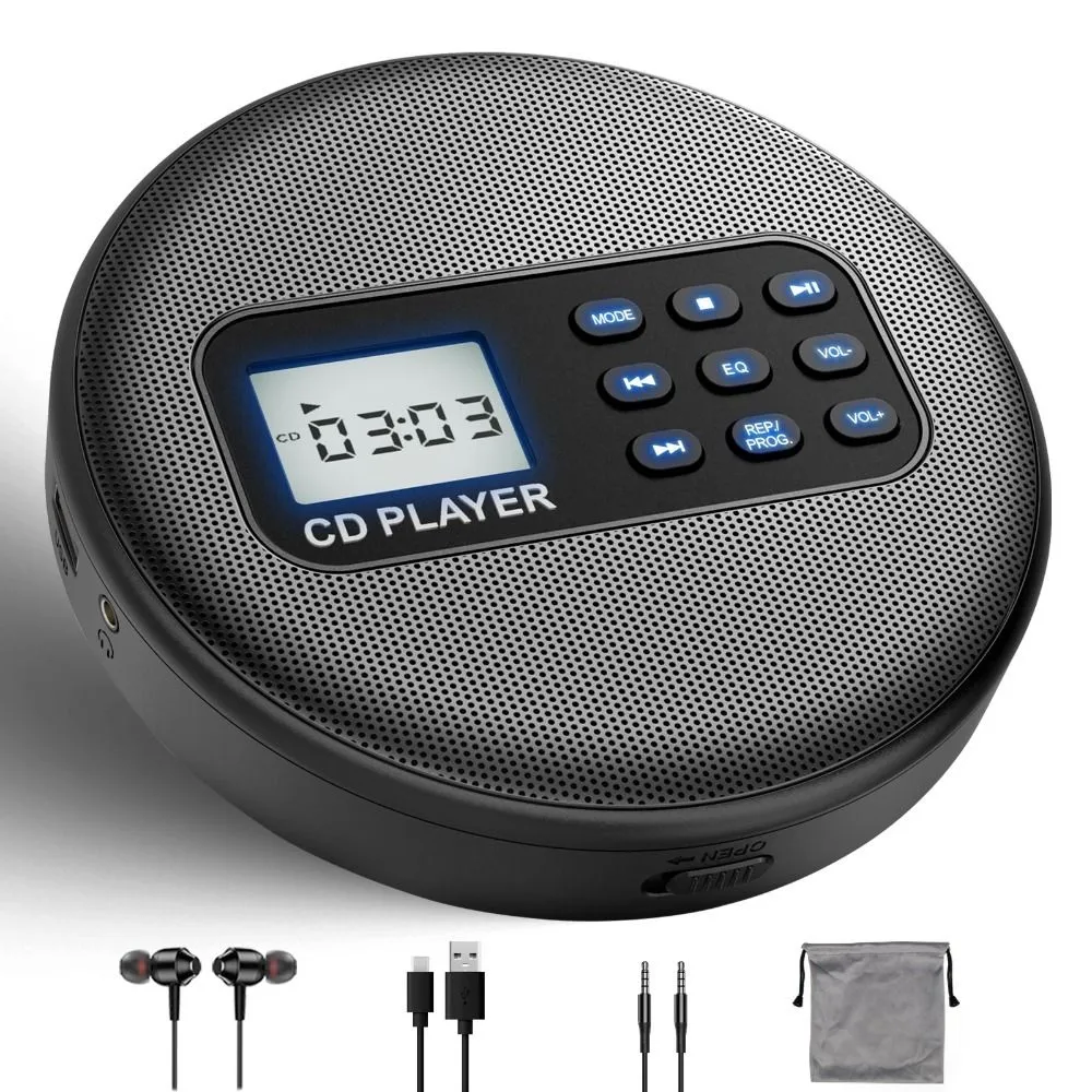 Portable CD Player With Headphones And Built-In Speakers: Rechargeable