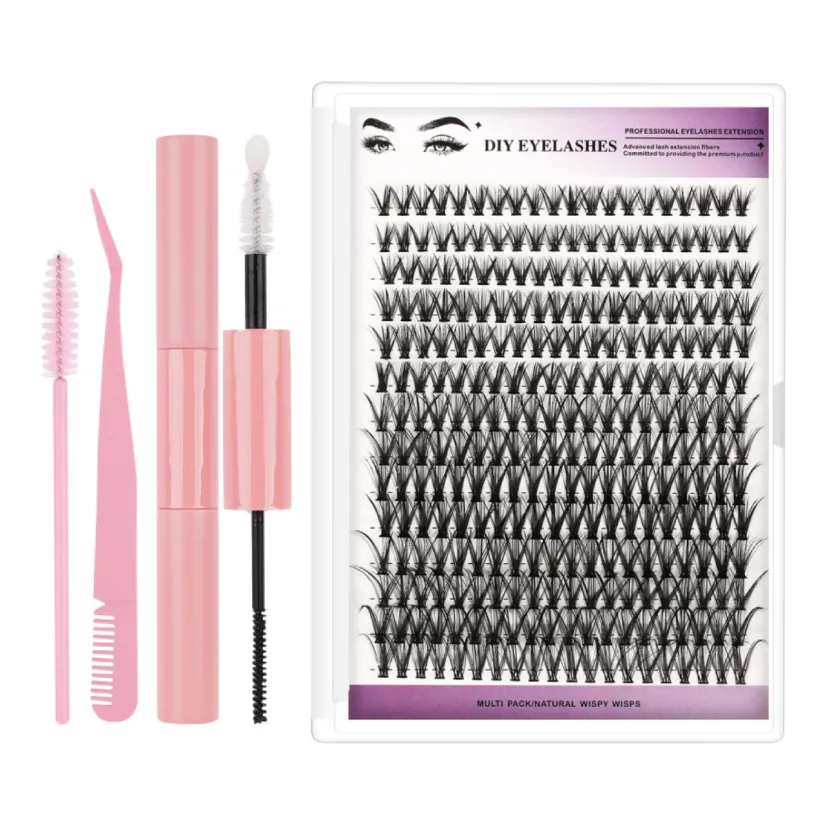Lash Extension Kit DIY 8-16mm Lash Clusters Eyelash 280Piece with Tweezers