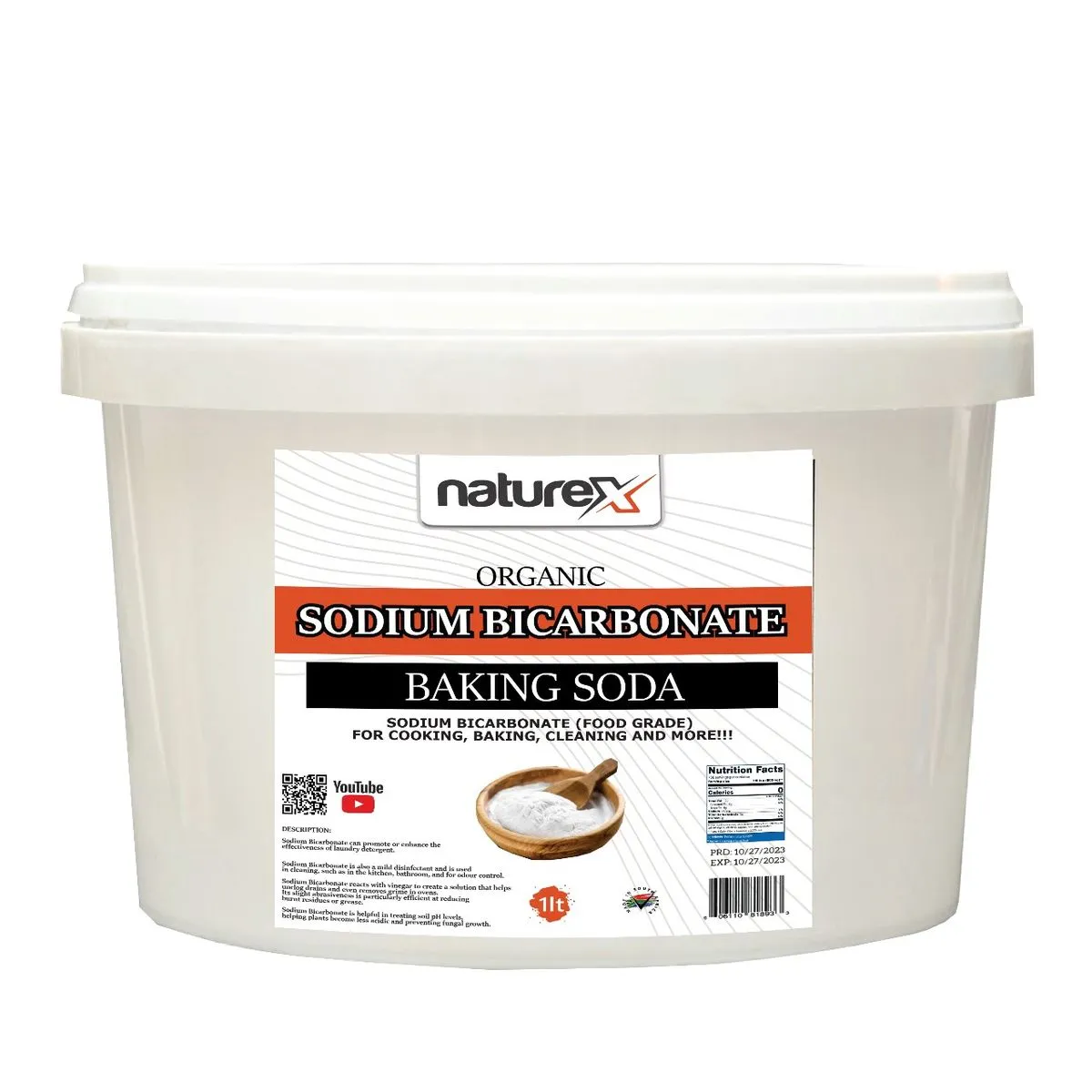 Naturex Sodium Bicarbonate - Baking Soda 1L