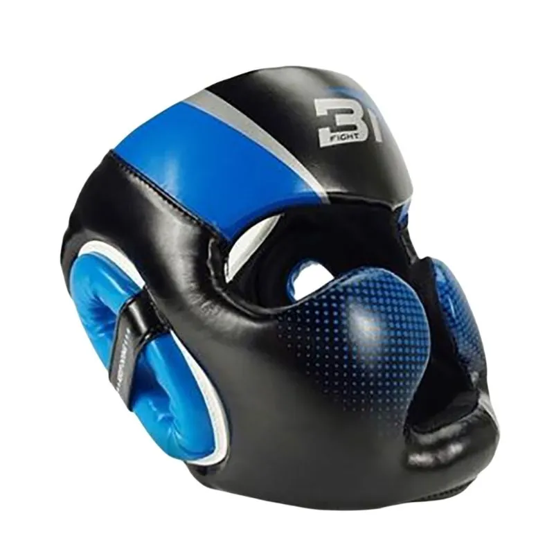XL Size Adult MMA Sanda Muay Thai Boxing Helmet Combat Fight Headgear - Blue