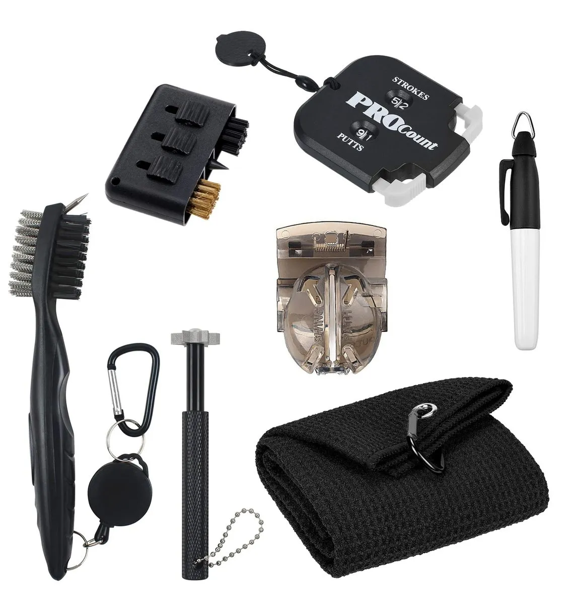 7 In 1 Golf Accessories Kit With Score Counter Golf Club Towel Divot Tool