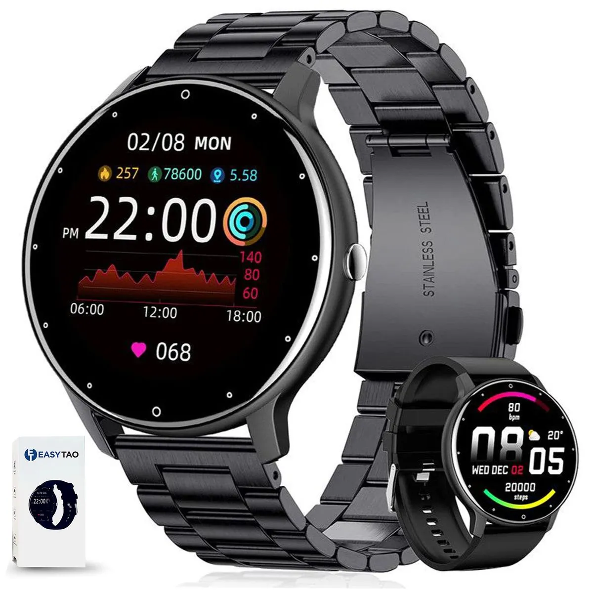 Smart Watch For Men Women Waterptoof Smartwatch - Black