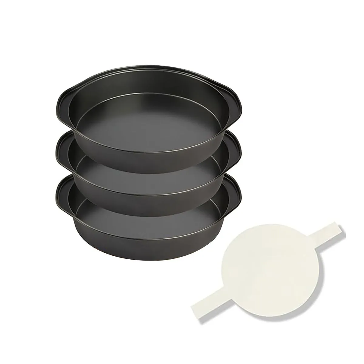 3 Piece Round Cake Pan Nonstick Cake Baking Pans with 50 Piece Parchment Paper