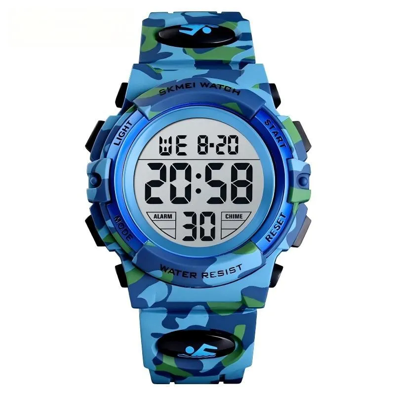 Kids Waterproof LED Sports Watch - Digital Outdoor Swim Running with Alarm - Blue