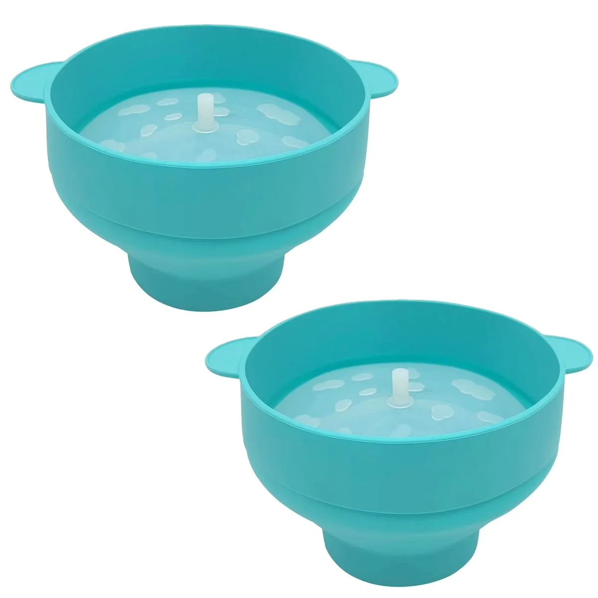 Foldable Silicone Popcorn Maker with Lid - 2 Pack - Blue