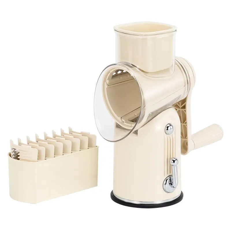 Rotary Cheese Grater, 5 in 1 Vegetable Shredder, Hand Crank Kitchen Chopper