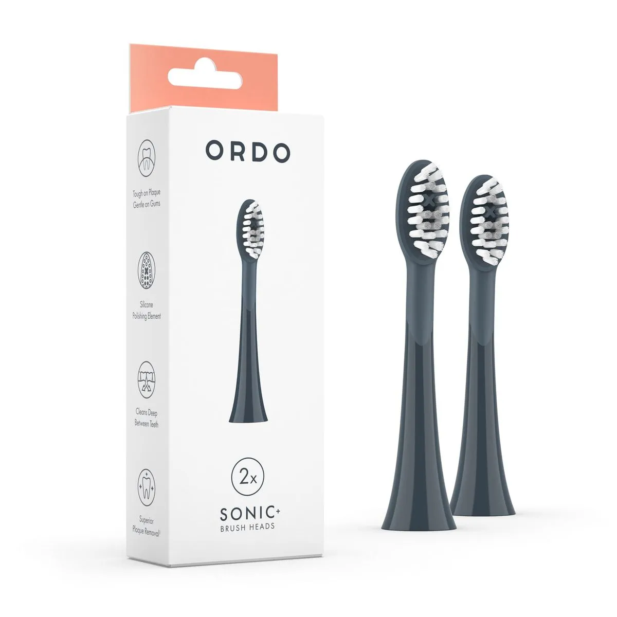 Ordo Sonic Brush Heads - 2 pack - Charcoal Grey
