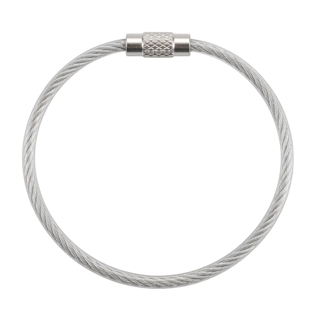 5 Pack - Wire Rope Key Ring - Silver