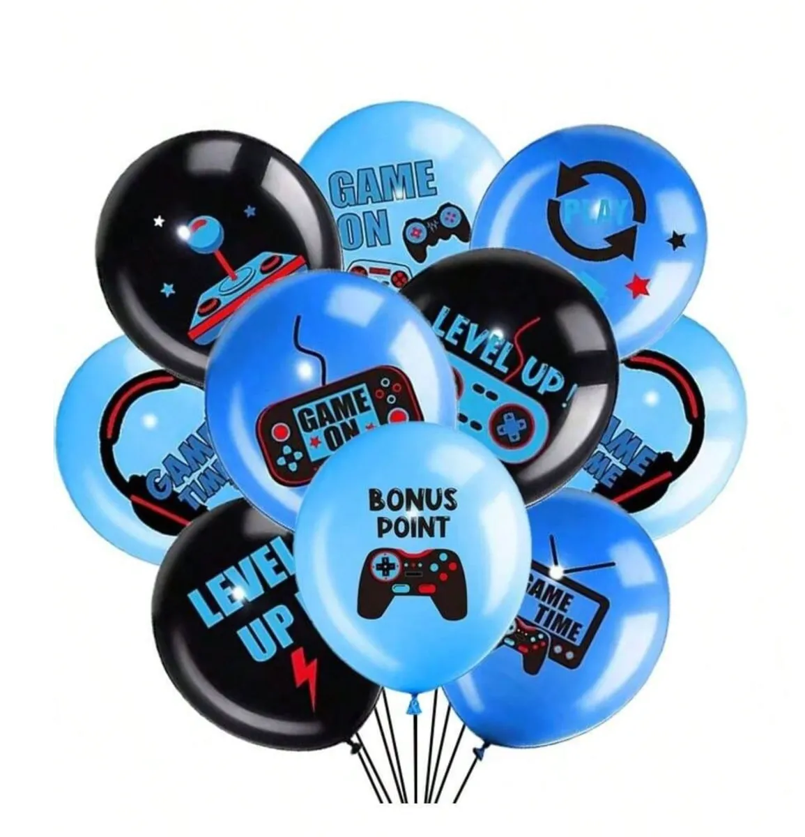 18 Piece Gaming Party Balloon Set - Video Game Themed Latex Balloons
