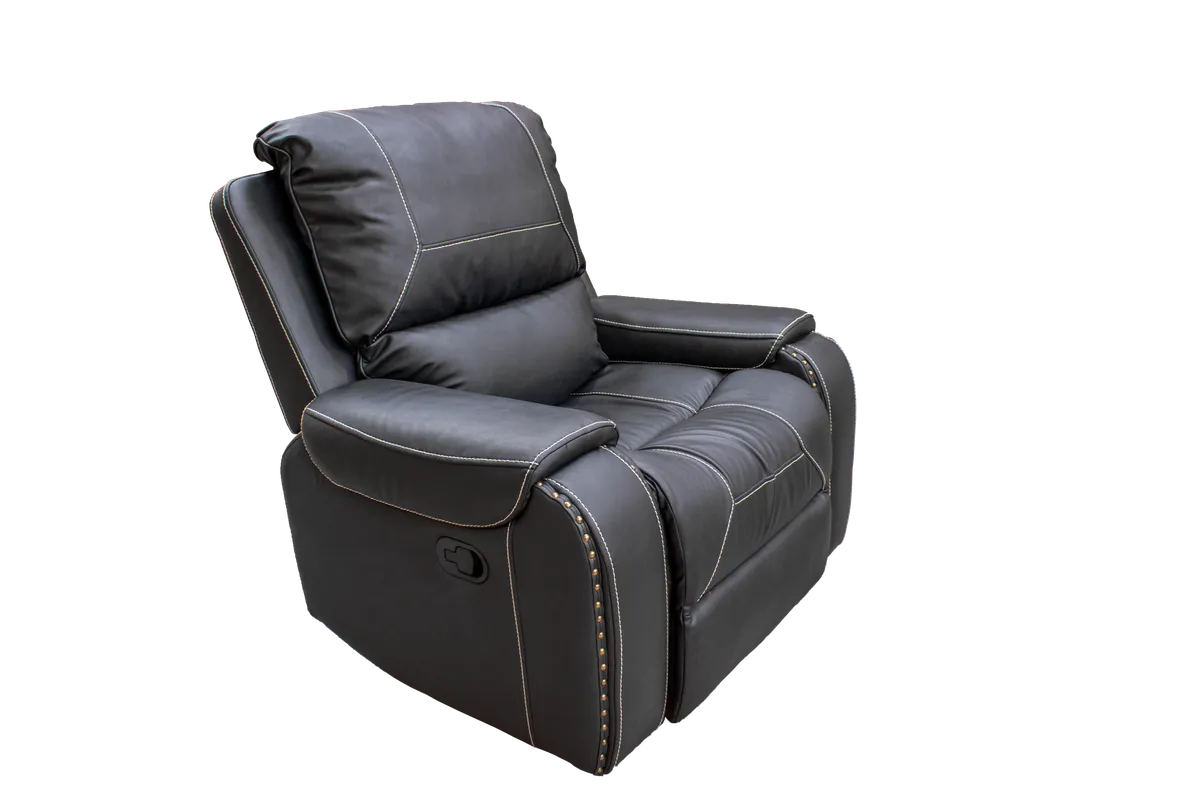 PU Leather Recline Stud sofa - Black