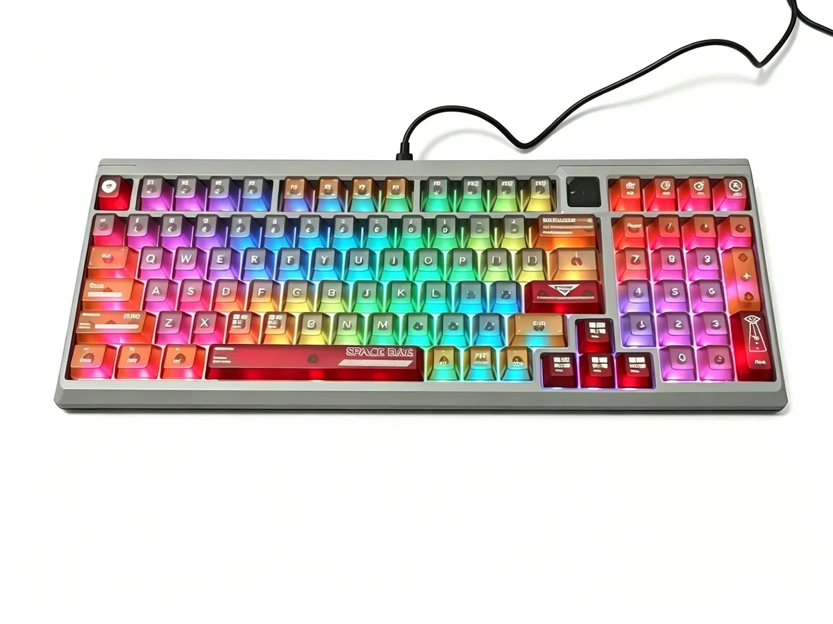 3-Mode 98 Keys RGB Mechanical Keyboard Transparent Keycaps 10000mAh Battery