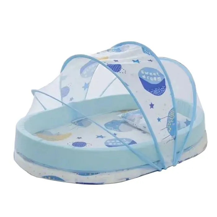 Portable Baby Mattress Newborn Sleep Anti Mosquito Net Bed - Blue
